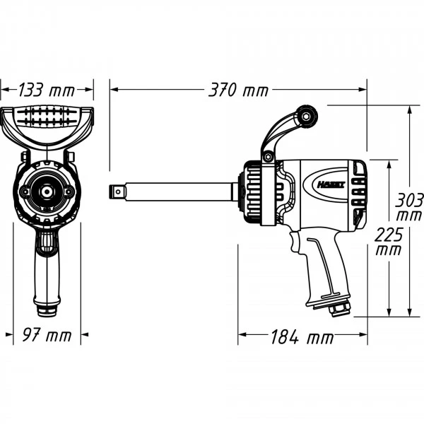 Hazet 9013LGTT Slagmoersleutel 3/4" 3.800 Nm 2 Hazet 9013LGTT Slagmoersleutel 3/4" 3.800 Nm - Afbeelding 2