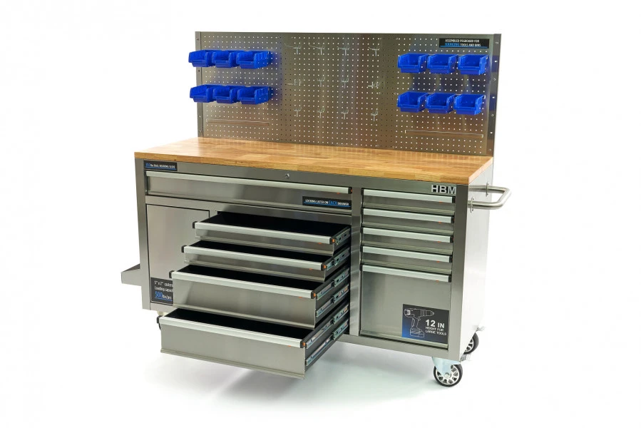 HBM Werkbank 158 Cm 10 Laden Met Deur En Achterwand, RVS 2 HBM Werkbank 158 Cm 10 Laden Met Deur En Achterwand, RVS - Afbeelding 2