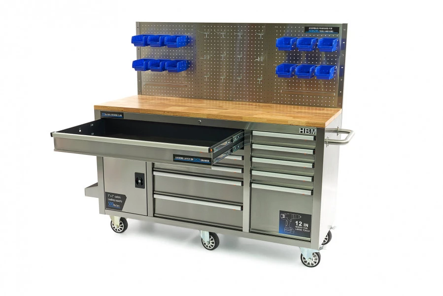 HBM Werkbank 158 Cm 10 Laden Met Deur En Achterwand, RVS 3 HBM Werkbank 158 Cm 10 Laden Met Deur En Achterwand, RVS - Afbeelding 3