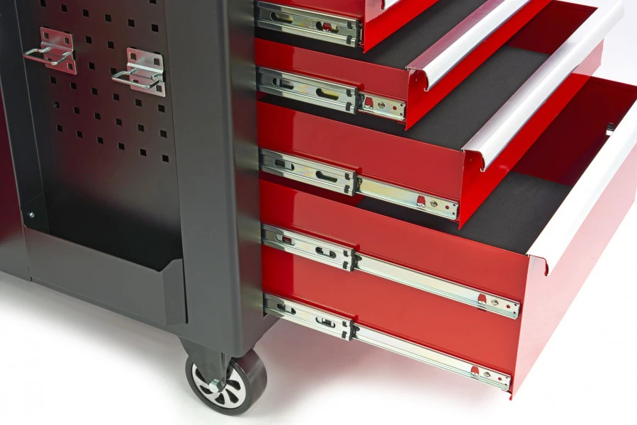 HBM Verrijdbare Gereedschapswagen, Werkbank Met Houten Werkblad 10 Laden, Rood Zwart 5 HBM Verrijdbare Gereedschapswagen, Werkbank Met Houten Werkblad 10 Laden, Rood Zwart - Afbeelding 5