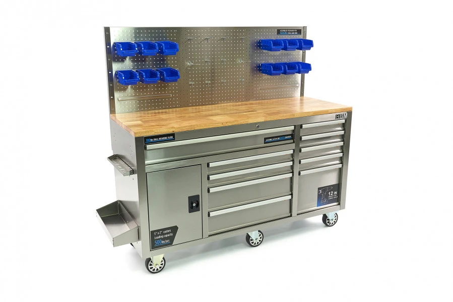 HBM Werkbank 158 Cm 10 Laden Met Deur En Achterwand, RVS 8 HBM Werkbank 158 Cm 10 Laden Met Deur En Achterwand, RVS - Afbeelding 8