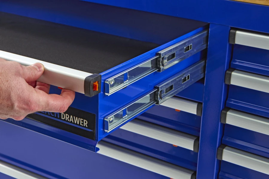 HBM Gereedschapswagen Met Achterwand, Houten Werkblad, 158 Cm, Blauw 6 HBM Gereedschapswagen Met Achterwand, Houten Werkblad, 158 Cm, Blauw - Afbeelding 6