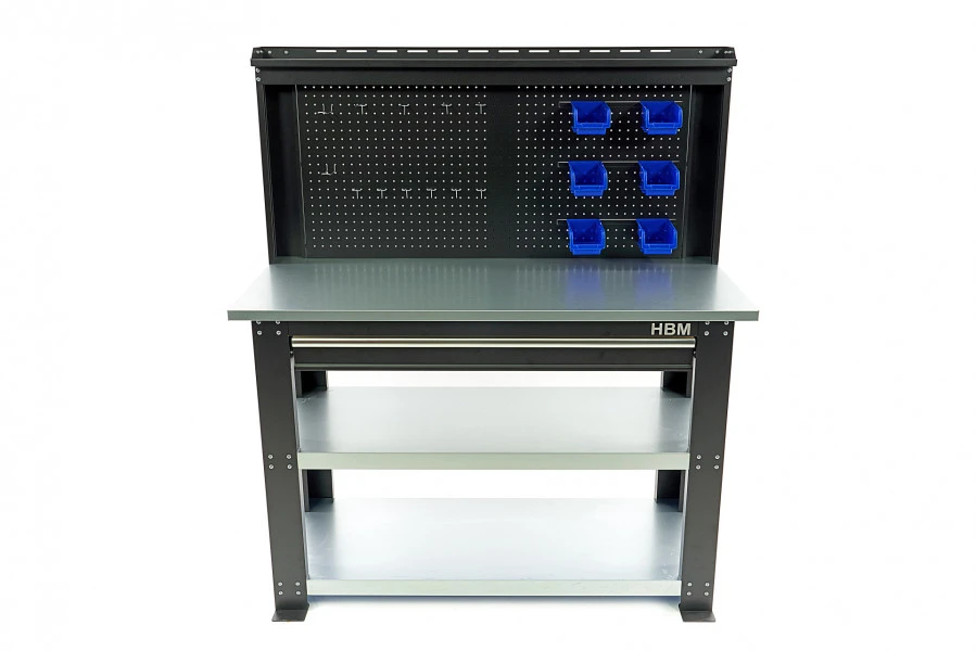 HBM Professionele Stalen 3 Laags Werkbank Met La En Achterwand 137 Cm 1 HBM Professionele Stalen 3 Laags Werkbank Met La En Achterwand 137 Cm