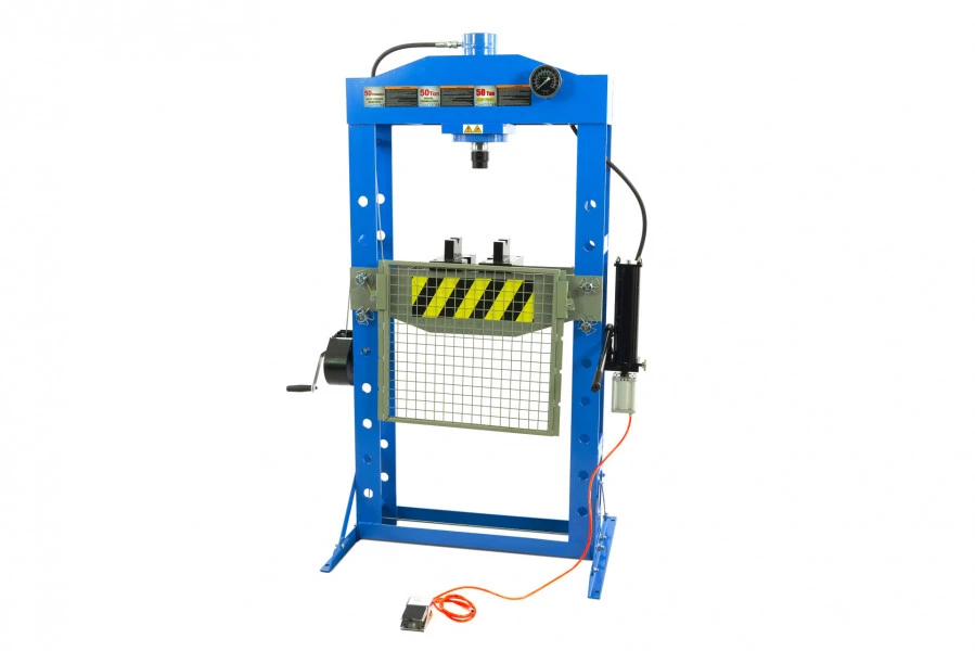 HBM 50 Ton Professionele Raamwerkpers, Werkplaatspers Met Veiligheidsrek 1 HBM 50 Ton Professionele Raamwerkpers, Werkplaatspers Met Veiligheidsrek