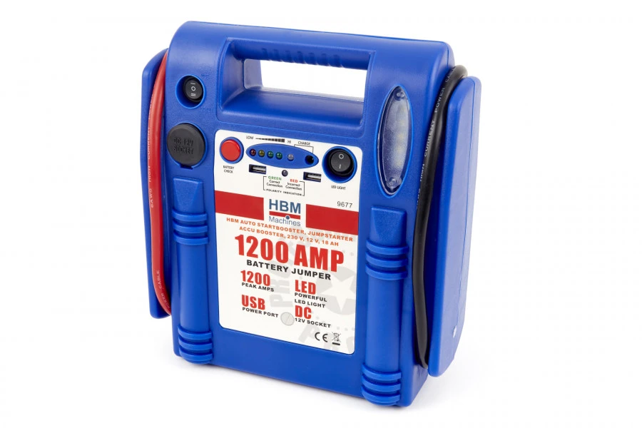HBM Auto Startbooster, Jumpstarter Accu Booster, 230 V, 12 V, 18 Ah 2 HBM Auto Startbooster, Jumpstarter Accu Booster, 230 V, 12 V, 18 Ah - Afbeelding 2