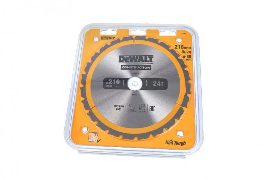 DeWalt Cirkelzaagblad - 216 X 30 X 24T - Hout (Met Nagels) - DT1952-QZ 1 DeWalt Cirkelzaagblad - 216 X 30 X 24T - Hout (Met Nagels) - DT1952-QZ