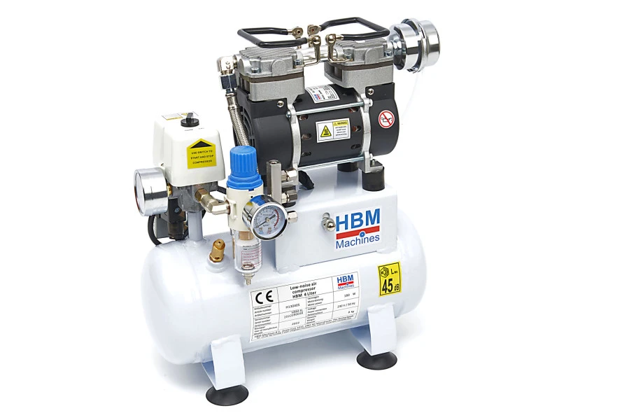 HBM Low Noise Airbrush Compressor 4 Liter, Model 2 2 HBM Low Noise Airbrush Compressor 4 Liter, Model 2 - Afbeelding 2