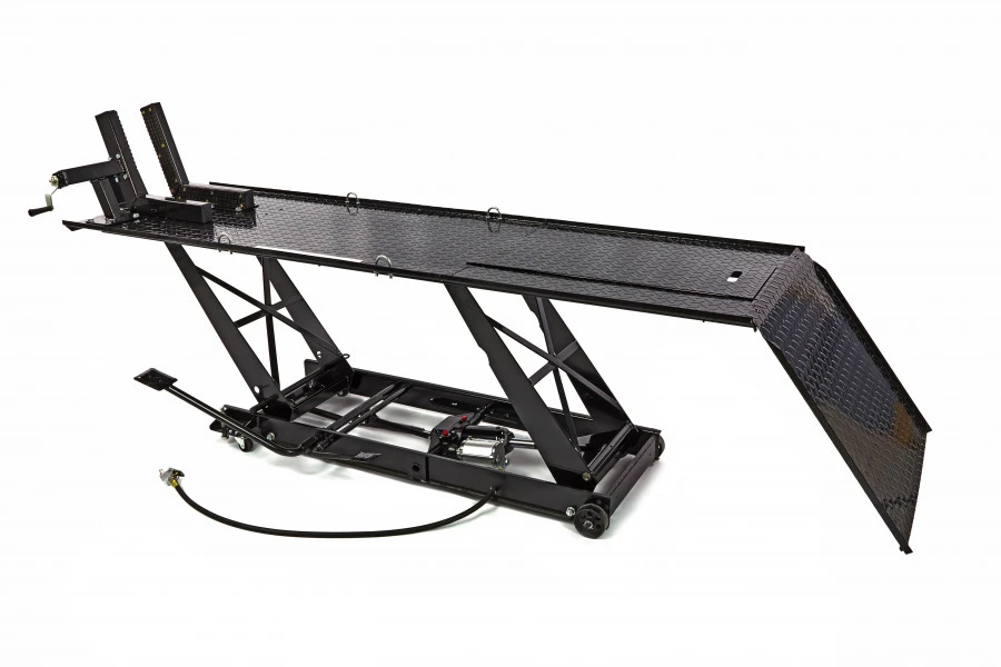 HBM 300 Motorheftafel Hydraulisch, Pneumatisch, Met Luxe Voorwielklem, Zwart 4 HBM 300 Motorheftafel Hydraulisch, Pneumatisch, Met Luxe Voorwielklem, Zwart - Afbeelding 4