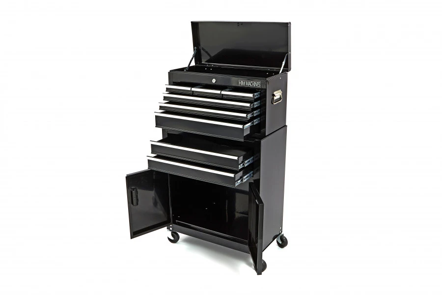 HBM Gereedschapswagen Met Opzetkast 61 Cm, Zwart 1 HBM Gereedschapswagen Met Opzetkast 61 Cm, Zwart