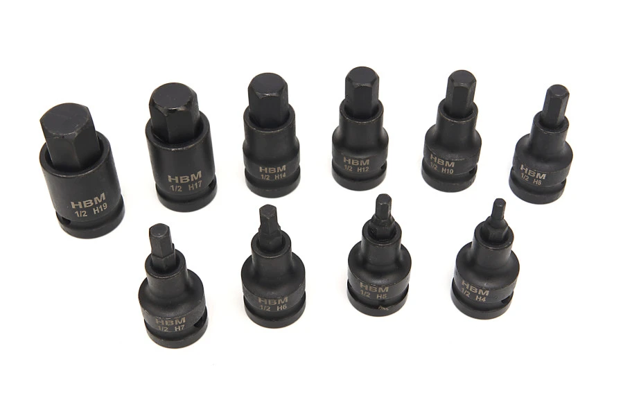 HBM Professionele 1/2 Inch Krachtdoppenset H4-H19 10-Delig 1 HBM Professionele 1/2 Inch Krachtdoppenset H4-H19 10-Delig