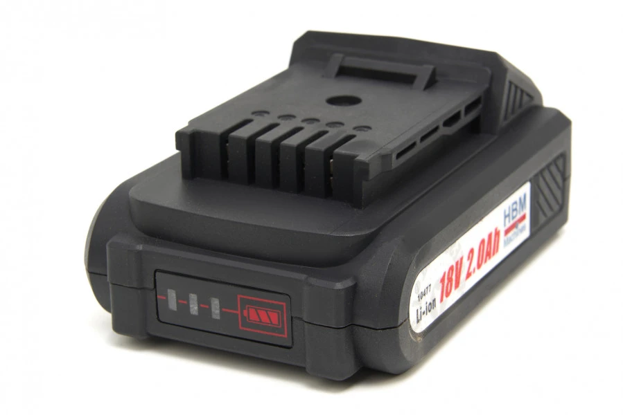 HBM 18 Volt 2.0 AH Accu Voor De HBM Professionele 150 Mm. Elektrische Mini Kettingzaag Op Accu Met 2 Accu`s 2 HBM 18 Volt 2.0 AH Accu Voor De HBM Professionele 150 Mm. Elektrische Mini Kettingzaag Op Accu Met 2 Accu`s - Afbeelding 2