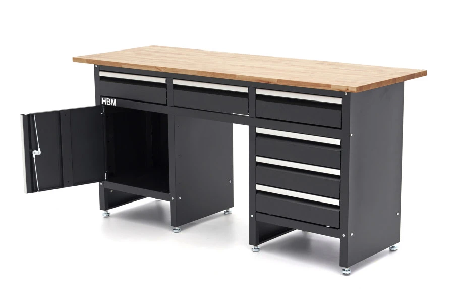 HBM 171 Cm Werkbank Met 6 Laden 1 Deur En Massief Houten Werkblad 5 HBM 171 Cm Werkbank Met 6 Laden 1 Deur En Massief Houten Werkblad - Afbeelding 5