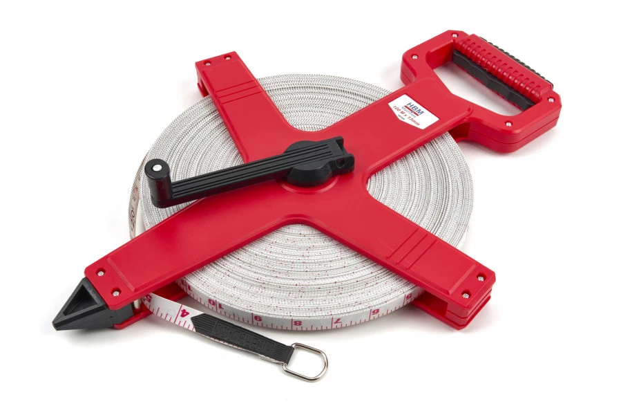 HBM 100 M X 13 Mm Fiberglass Meetband, Meetlint, Landmeter 1 HBM 100 M X 13 Mm Fiberglass Meetband, Meetlint, Landmeter