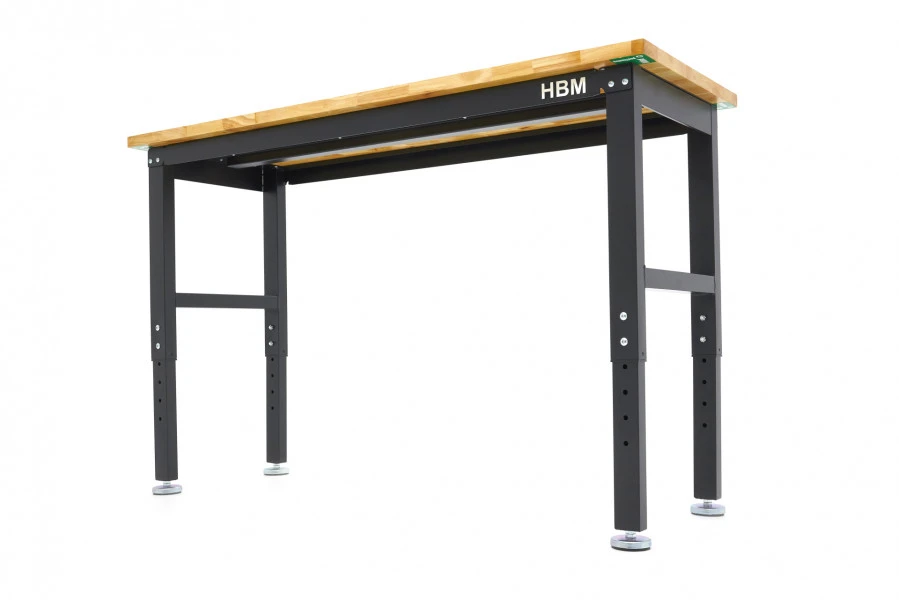HBM Werkbank Met Massief Houten Blad, In Hoogte Verstelbaar, 152 Cm 2 HBM Werkbank Met Massief Houten Blad, In Hoogte Verstelbaar, 152 Cm - Afbeelding 2