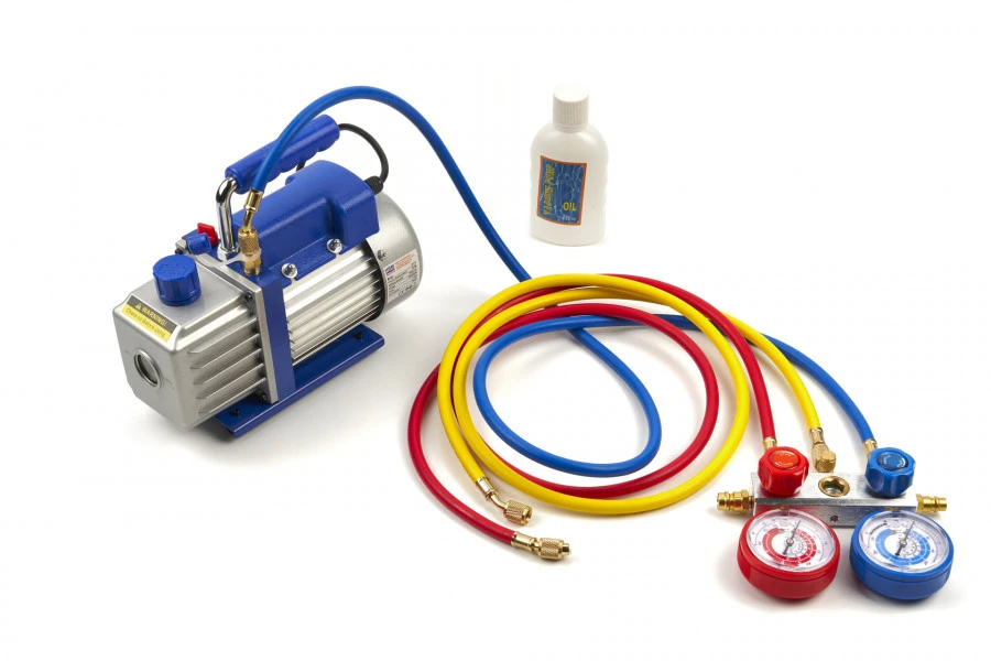 HBM Vacuümpomp 1 Traps Met 2 Voudige Manometerset 60 Liter Per Minuut 1 HBM Vacuümpomp 1 Traps Met 2 Voudige Manometerset 60 Liter Per Minuut