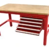 HBM 155 Cm Professionele Werkbank Met 5 Laden En Houten Werkblad, ROOD